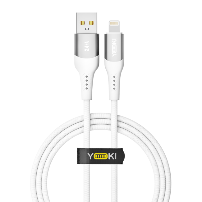 Кабель USB YOKI SOLID YK-SO15 Lightning 2.4A 1.2m Бiлий