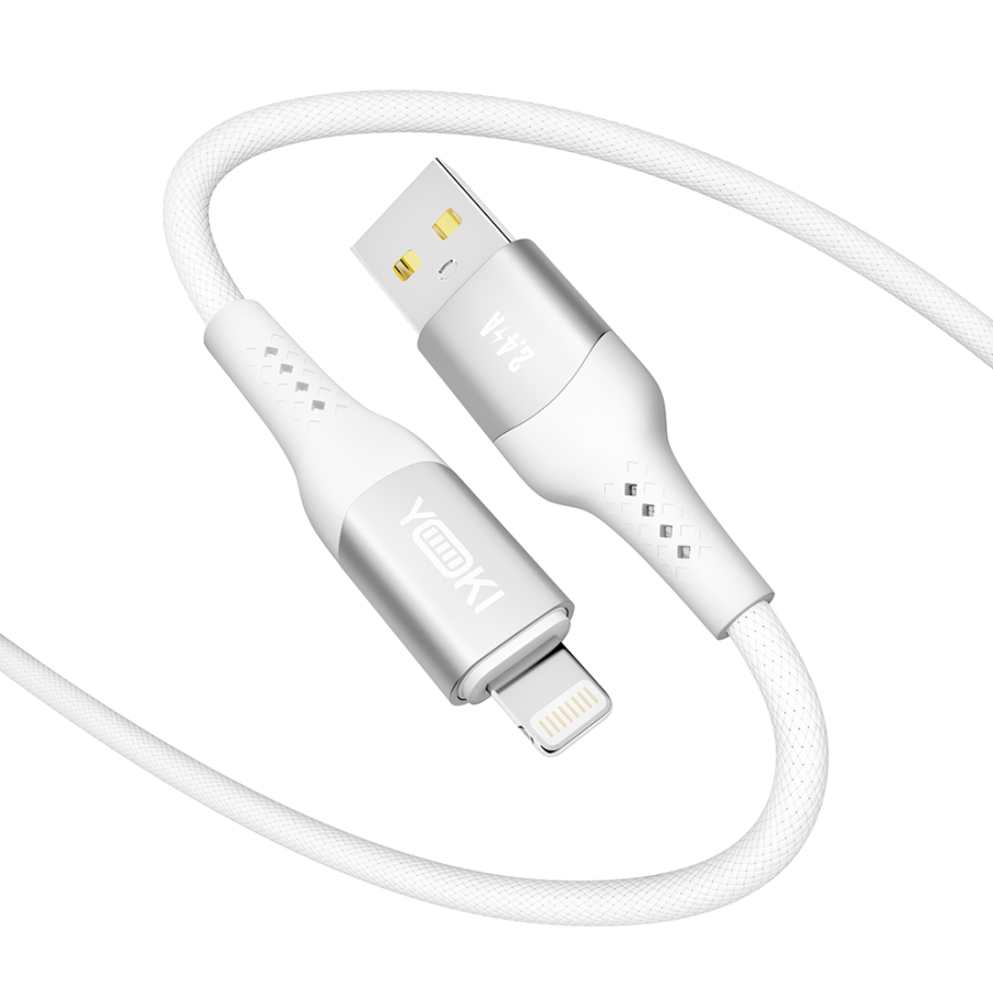 Кабель USB YOKI SOLID YK-SO15 Lightning 2.4A 1.2m Бiлий - Зображення 4