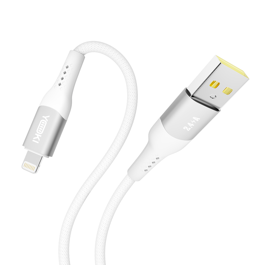 Кабель USB YOKI SOLID YK-SO15 Lightning 2.4A 1.2m Бiлий - Зображення 6