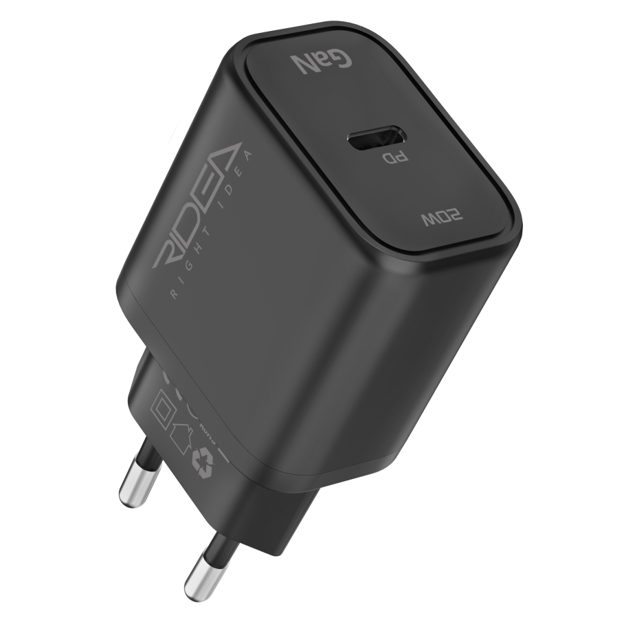 Мережевий Зарядний Пристрій Ridea RW-GaN20BC 20W Boost C PD&QC Чорний