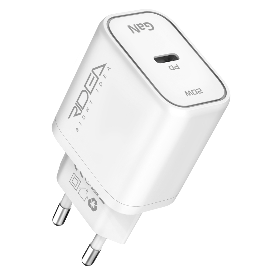 Мережевий Зарядний Пристрій Ridea RW-GaN20BC 20W Boost C PD&QC Бiлий