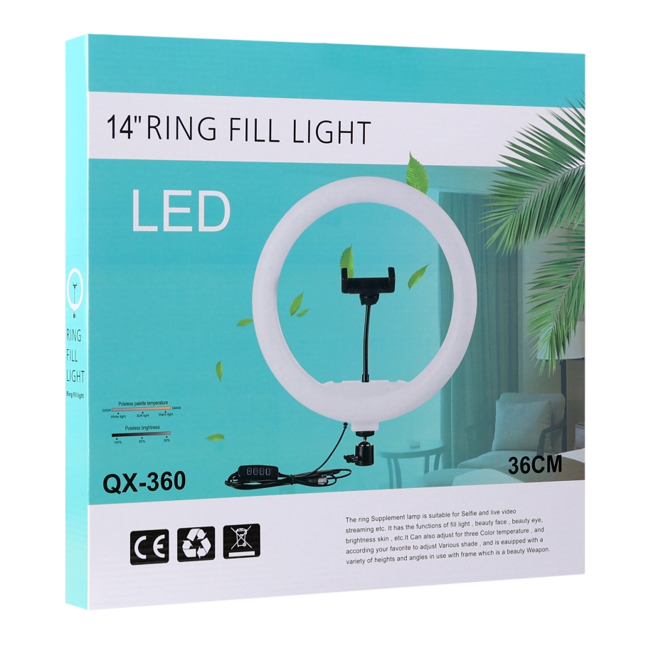 Лампа Fill Light 36cm 14" (QX-360) м'ята упаковка Чорний - Зображення 2