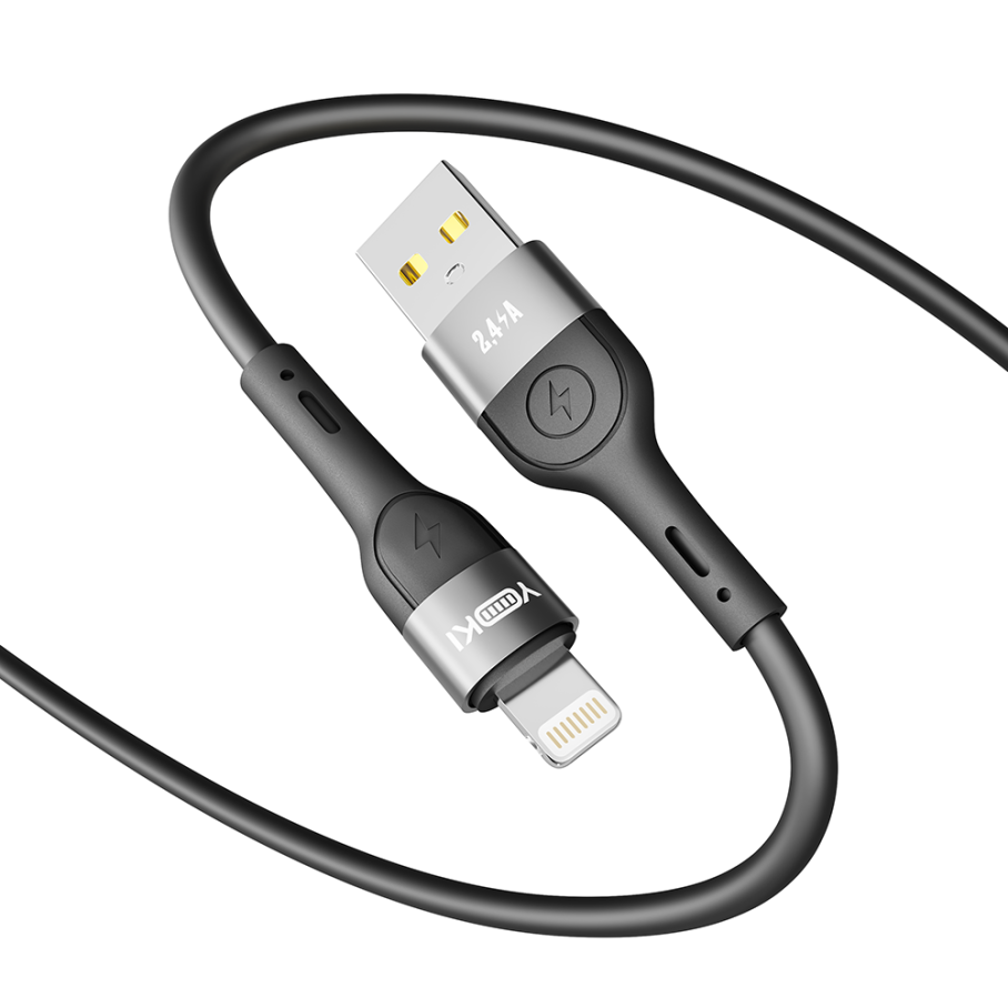 Кабель USB YOKI EXTRA YK-EX11 Lightning 2.4A 1.2m Чорний - Зображення 4