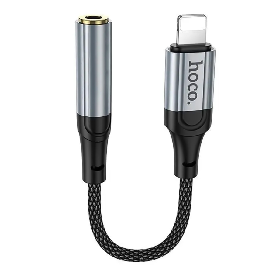 Перехідник Hoco LS36A iP to AUX 3.5mm (Female) 12cm Сірий