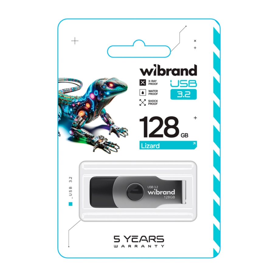 USB флеш-накопичувач 3.2 Wibrand 128gb Lizard Gen1 Чорний - Зображення 2