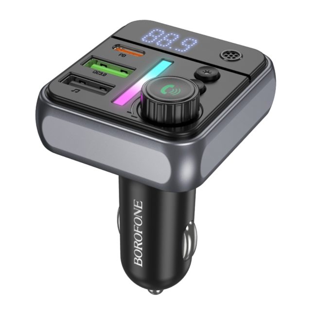 FM-трансмітер Borofone BC50 USB-C PD20W+USB-A QC18W/BT5.4 Total 38W Чорний