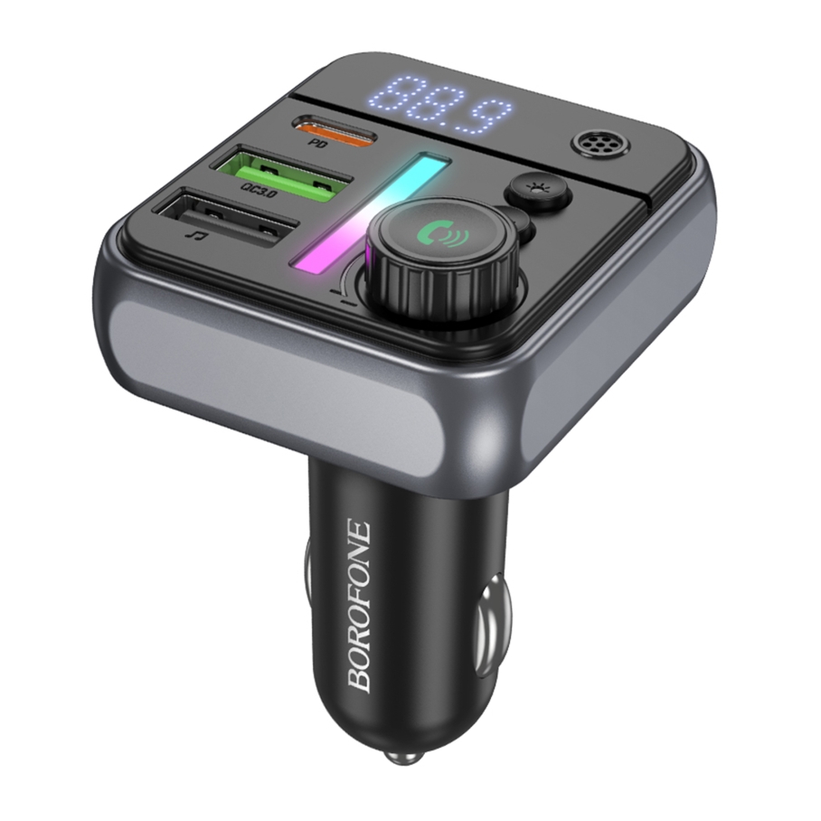 FM-трансмітер Borofone BC50 USB-C PD20W+USB-A QC18W/BT5.4 Total 38W Чорний