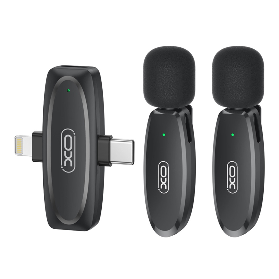 Мікрофон Петличний Бездротовий XO MKF010 Twin Type-C+IP Чорний