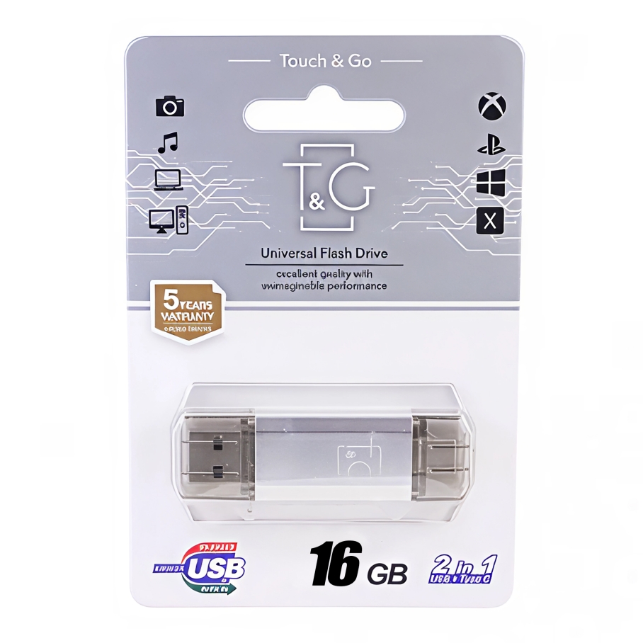 USB Flash Drive T&G 16gb USB/Type C 009 Чорний - Зображення 2