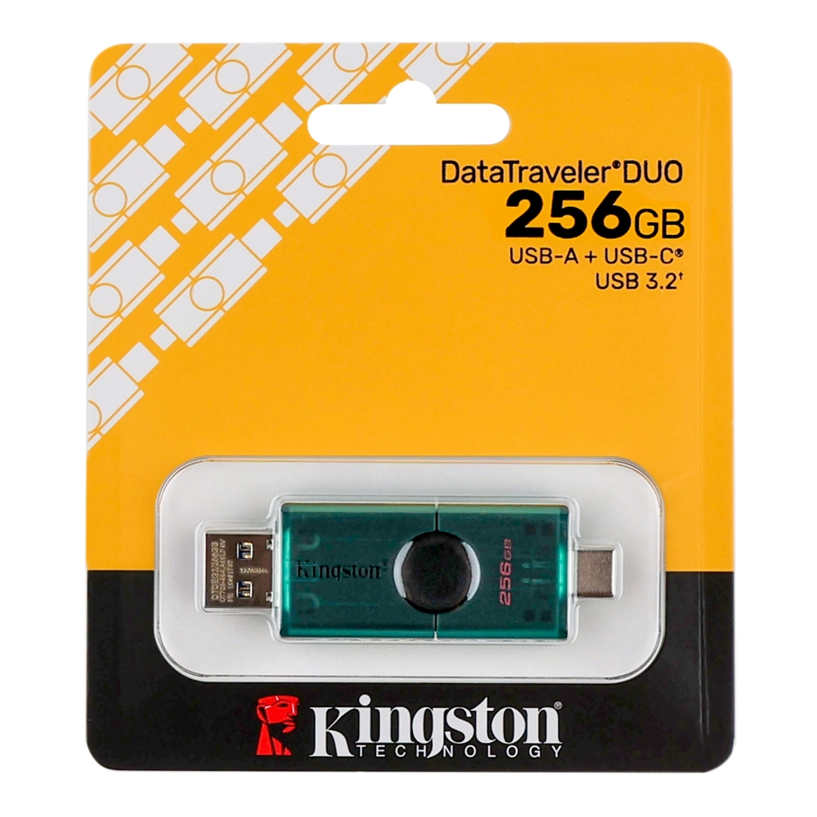 USB флеш-накопичувач 3.2 Kingston DT DuoG2 256gb USB-A + USB-C Чорний/Зелений - Зображення 2