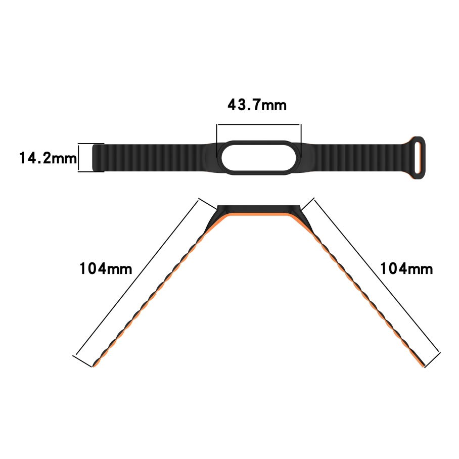 Ремінець для Xiaomi Mi Band 3/4/5/6/7 Silicone Link Black/Orange - Зображення 4