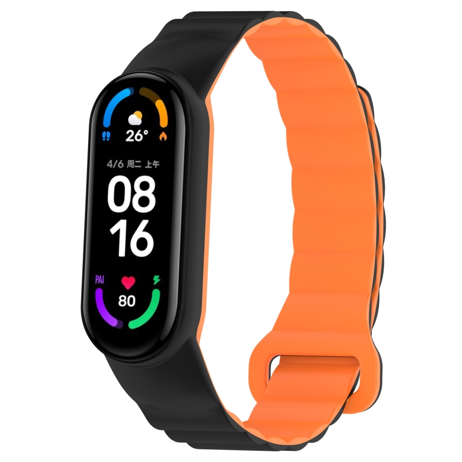 Ремінець для Xiaomi Mi Band 3/4/5/6/7 Silicone Link Black/Orange