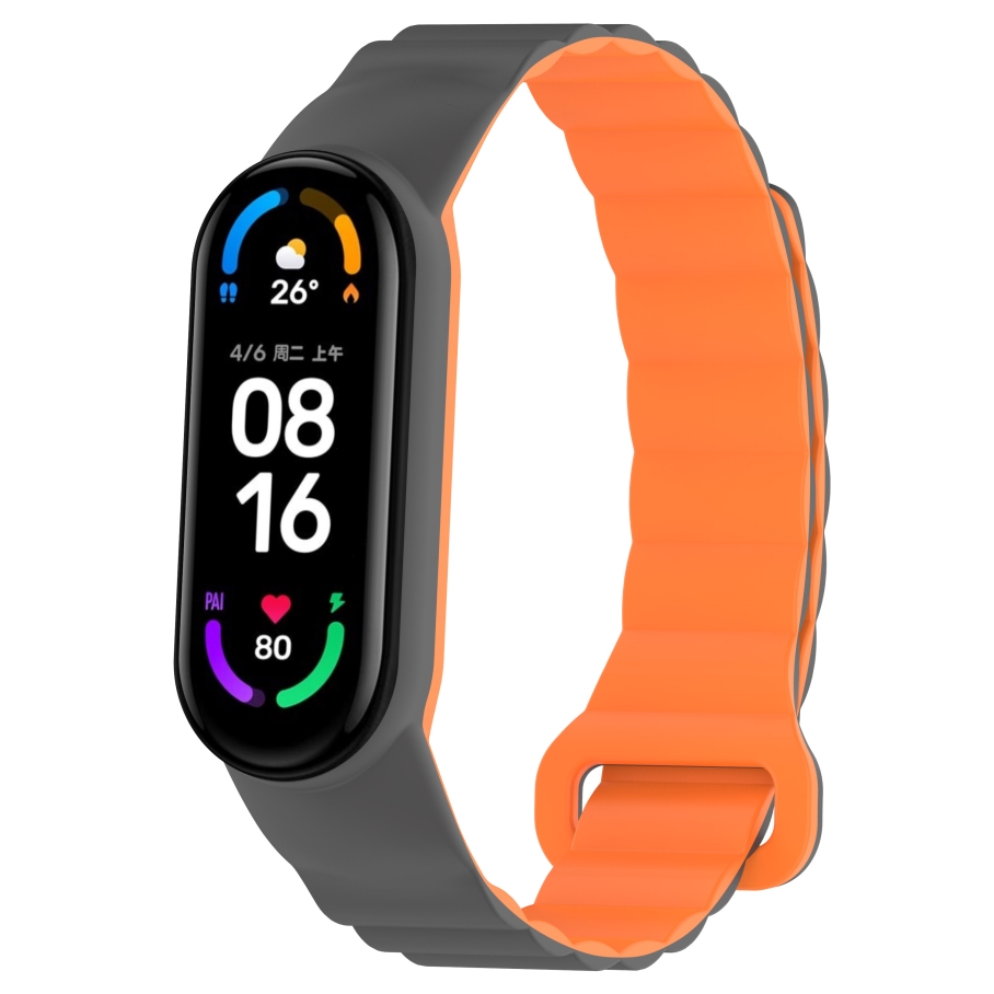 Ремінець для Xiaomi Mi Band 3/4/5/6/7 Silicone Link Grey/Orange