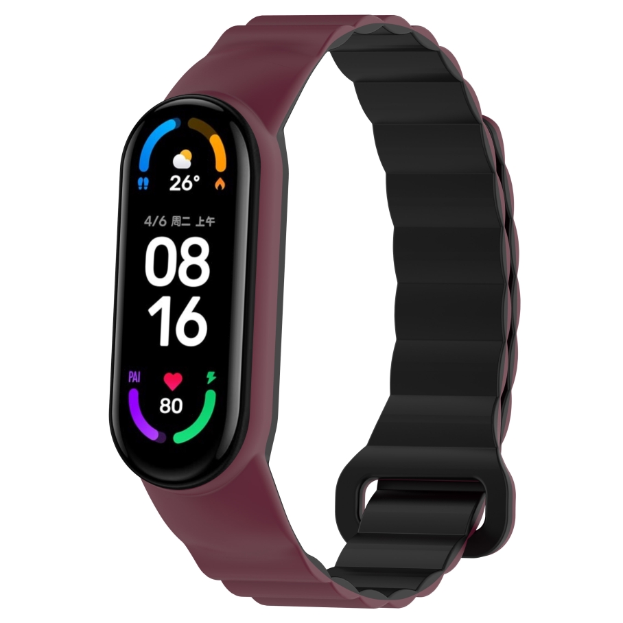 Ремінець для Xiaomi Mi Band 3/4/5/6/7 Silicone Link Plum/Black