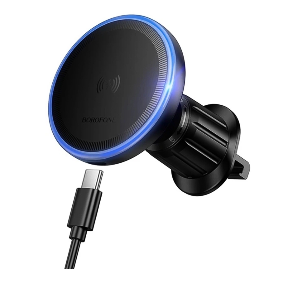 Автотримач Borofone BH224 Magnetic Ring Wireless 15W Чорний