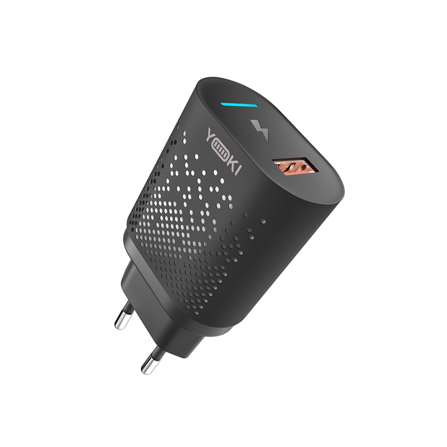 Мережевий Зарядний Пристрій YOKI Led Series YK-QC 3.0 18W Чорний