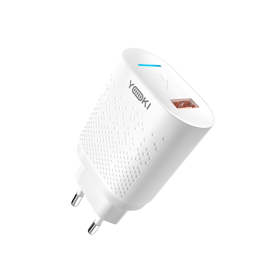 Мережевий Зарядний Пристрій YOKI Led Series YK-QC 3.0 18W Бiлий