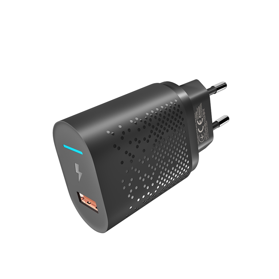 Мережевий Зарядний Пристрій YOKI Led Series YK-QC 3.0 18W Чорний - Зображення 5
