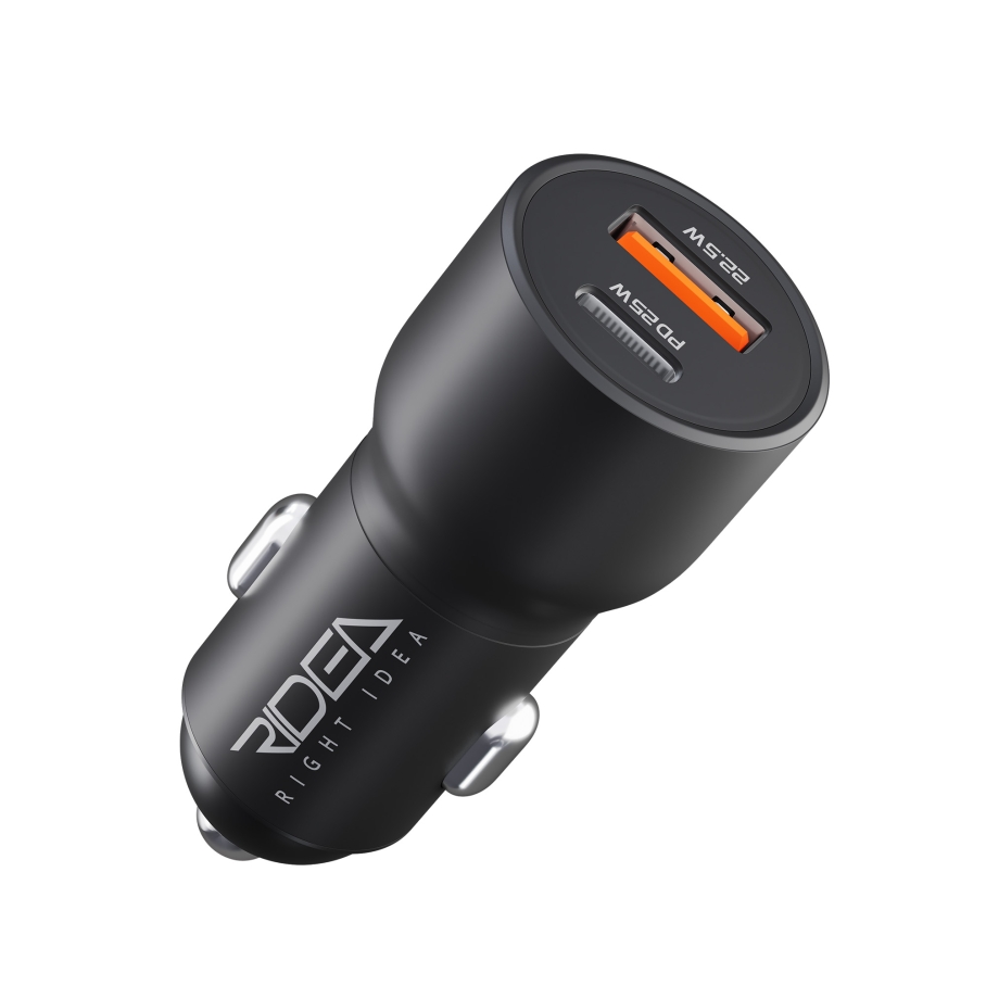 Автомобільний Зарядний Пристрій Ridea RCC-47110 QPow Pro 1USB/1USB-C PD/QC 47.5W Чорний