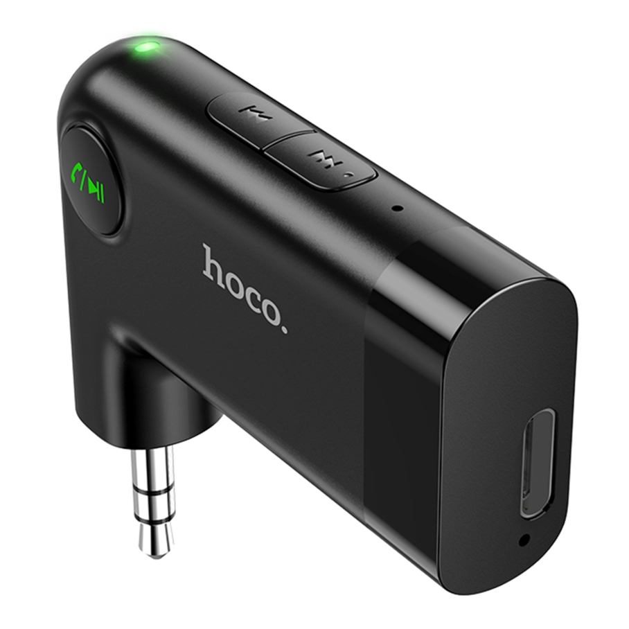 FM-трансмітер Hoco E53 AUX Receiver/Bluetooth 5.0/Battery 145mAh Чорний