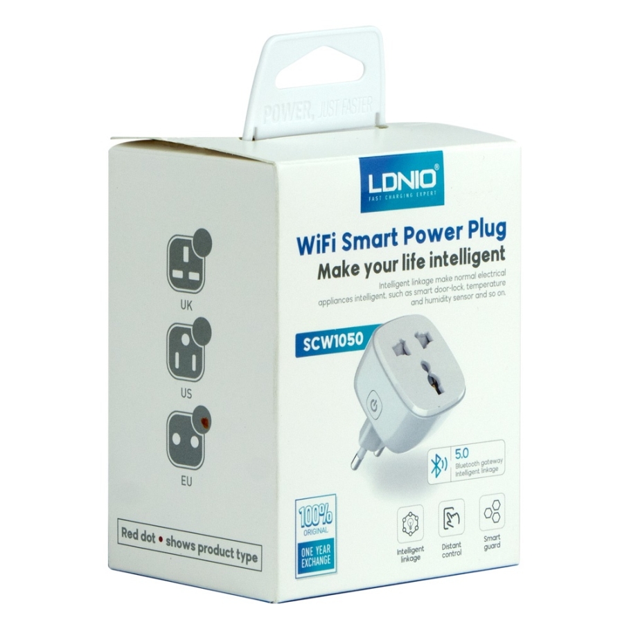 Смарт Розетка WiFI Smart Power Plug LDNIO SCW1050 М'ят.упак. Білий